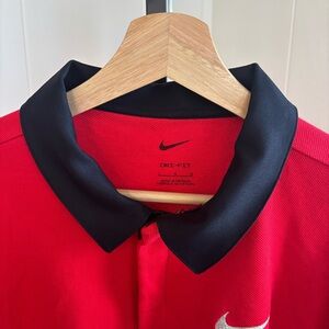 Ohio State Nike Red Pique Knit Long Sleeve Polo College Buckeye Men's L Dri Fit